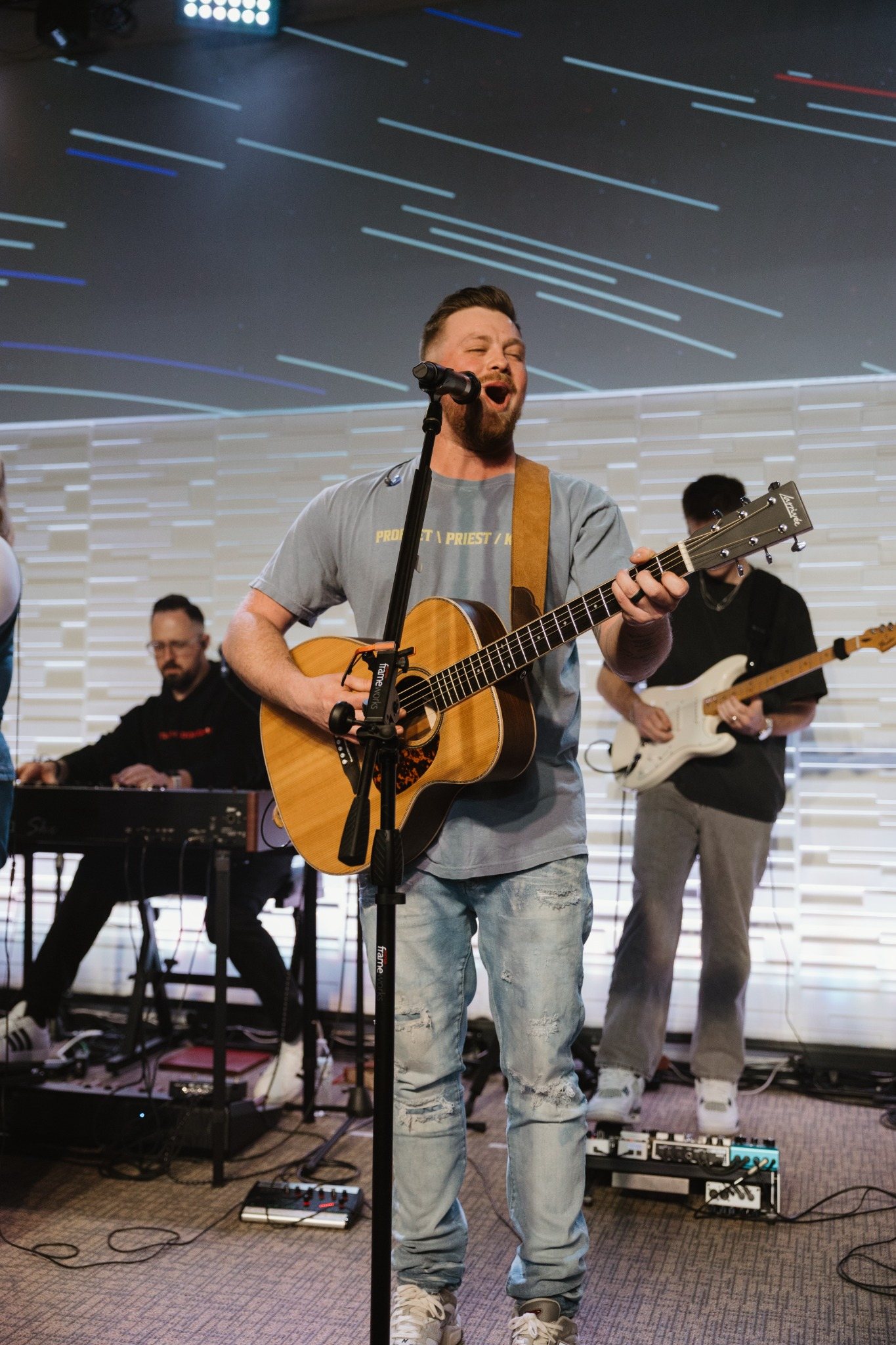 Freewater Worship leader with guitar